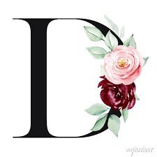 Hd wallpapers and background images. Letter D Floral Alphabet Monogram With Watercolor Flowers Roses Leinwandbilder Bilder Schon Grun Bluhen Myloview De