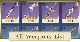 View genshin impact weapons list here featuring all weapon types, rarity, and how to get the weapon. All Weapons List Genshin Impact Gamewith