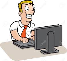 Cartoon person sitting at computer. A Happy Cartoon Man Using A Computer Royalty Free Cliparts Vectors And Stock Illustration Image 41844970