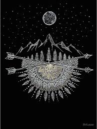 Moon And Stars Night Sky Mountain Range Arrow Mandala Art Print By Brilazar In 2021 Mandala Art Mandala Design Art Mandala