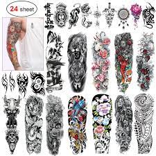 Tattoo on r_arm (rfa and upr arm indian faces/female faces); Amazon Com Konsait 24 Sheets Large Temporary Tattoos Full Arm And Half Arm Tattoo Sleeves Temporary Sleeve Tattoos Large Fake Body Art Arm Chest Shoulder Tattoo Black Tattoo Body Stickers For Man