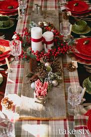 Christmas Centerpiece Table Idea Love The Idea Of Old Rustic Wood As The Base Of The Cen Christmas Table Decorations Christmas Centerpieces Christmas Holidays