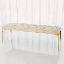 Modo Cowhide Brass Bench Ivory Plantation Design