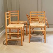 For Sale Set Of 4 Wood Rush Dining Chairs 1960s In 2020 Dining Chairs Chair Dining