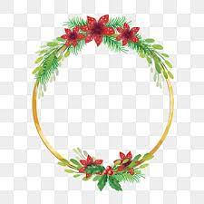 Christmas Wreath Leaves And Red Flower With Golden Line Christmas Merry Christmas Wreath Png Transparent Clipart Image And Psd File For Free Download Red Christmas Background Christmas Wreaths Red Flowers
