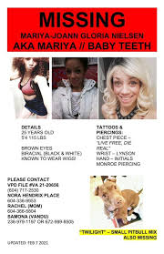 Mom of 2, ends in tragedy. Missing Person Mariya Joann Gloria Nielson 25yo Biracial Female Vancouver