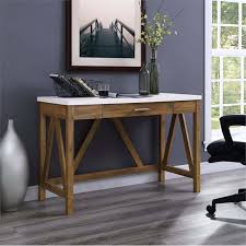 Obviously there is a chair in there now, but it's an old dining room chair that doesn't let you exactly fit under the desk when you sit at it. Walker Edison Rustic Modern Farmhouse Desk 2 Tone Finish Dw46afwmb