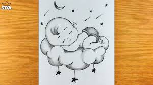 I couldn't see the baby's face, but it was wearing one of the pink outfits that i had purchased. A Dreaming Baby Boy Sleeping On Clouds Pencil Drawing Shorts Youtube