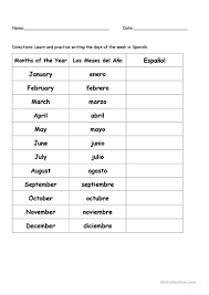 Months Of The Year In Spanish English Esl Worksheets For Distance Learning And Ph Spanish Worksheets Kindergarten Worksheets Alphabet Worksheets Kindergarten