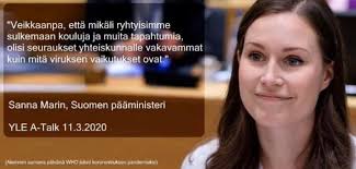 Finland's prime minister, sanna marin has wed her partner of 16 years, markus räikkönen. Tiina Wiik Kuntavaaliehdokas Oulu On Twitter Three Weeks Ago The Finnish Prime Minister Sanna Marin Was Against Closing Schools Because Of Coronavirus But She Told Vogue Magazine That She Took