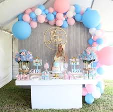 Gender Reveal By Angie S Dream Decorations Antique Gold Chandelier Cake Sta Gender Reveal Decorations Creative Gender Reveals Gender Reveal Party Decorations