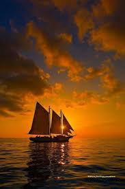 Tall Ship Sailing Into The Sunset Travel Sunset Sailing