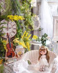 えりえり dolls no instagram ミモザの撮影セットを組みましたので remuちゃんに撮影協力お願いしました koto3160 さんに教えていただいたミモザの花冠をつけました オフ erieri bcutestyle 花冠 ミモザ koto3160 花冠 ミモザ セット