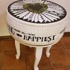 Old Car Tyre Upcycled Into A Retro Coffee Table Reifentisch Deko Ideen Heimwerkerprojekte