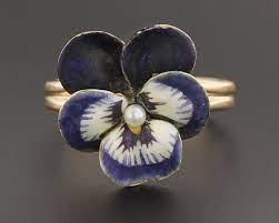 14k Gold Pansy Ring Violet Pansy Ring Vintage Pin Etsy Pansies Gold Flower Ring Blue Lotus Flower