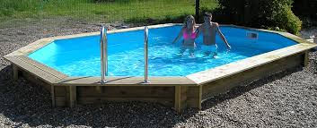 Piscine Bois Octogonale Sunwater 4 90 X 3 00 X H1 20m Ubbink Coloris Du Liner Bleu