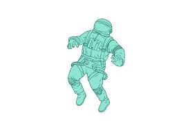 Astronaut Floating In Space Drawing Space Drawings Retro Illustration Drawings