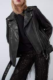 Throw over a plain tee and jeans. Oversized Leather Jacket Jackets Woman Zara Canada Zara Leather Jacket Leather Jacket Leather Jackets Women