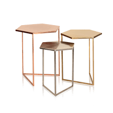 Hexagon Metallic Side Nest Of Tables Set Of Three Hexagon Coffee Table Mirrored Coffee Tables Coffee Table