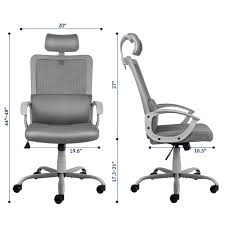 Ergonomic Office Chair Adjustable Headrest Mesh Office Chair Office Desk Chair Computer Task Chair Light Gray C In 2020 Computer Desk Chair Office Chair Desk Chair
