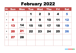 February 2022 Desktop Calendar High Resolution