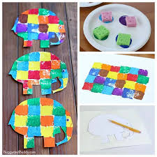 Where possible, i try to collect my favorite story book characters to go along with each of my favorite books. Sponge Painted Elmer The Elephant Buggy And Buddy