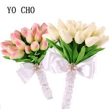Sebenarnya, darimana asal bunga tulip? Yo Cho Real Touch White Pu Tulip Brides Bouquets Artificial Bridesmaid Wedding Bouquet Fleurs Artificielles Pour Le Mariage Pu Tulip Bouquet Artificialreal Touch Aliexpress