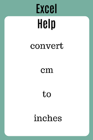 Convert Cm To Inches Computer Lessons Technology Lessons Microsoft Excel Tutorial