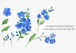 Forget Me Not Flowers Clip Art Set Blue Flowers And Wreaths Digital For Wedding Invitations Babyshower Greetings Cards Flower Clipart Flower Prints Art Forget Me Nots Flowers