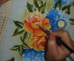Resultado de imagem para pinturas em tecidos rosas passo a passo