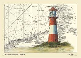 Kleiner Leuchtturm Borkum Das Februar Motiv Des Moin Moin Kalenders 2017 Von Dem Kunstler Thomas Kubitz Gema Seekarte Leuchtturm Postkarten