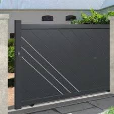 Portail Alu Coulissant Plein Droit Emalu Orleans Door Gate Design Gate Designs Modern Main Gate Design