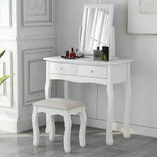 White vanity desk with mirror. New Dressing Table Vanity Set Sliding Mirror Stool Makeup Desk Vanity Set Make Eur 195 07 Picclick De