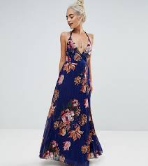 Asos Petite Floral Cami Pleated Maxi Dress Navy Petite Dresses Casual Petite Maxi Dress Petite Length Maxi Dress