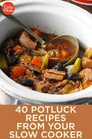 40 Potluck Recipes From Your Slow Cooker Potluck Recipes Crockpot Recipes Slow Cooker Potluck Dishes