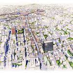 和風建築の鳥瞰パース 建築パース 建築 建築コンペ