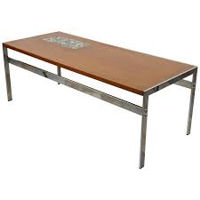 Chrome and wood coffee table: Rectangular 1960s Design Chrome Metal And Teak Wooden Coffee Table For Sale At 1stdibs