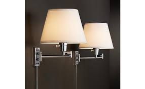 An assortment of swing arm sconces is available at 1stdibs. Clement Modern Industrial Swing Arm Wall Lamps Set Of 2 Sleek Chrome Plug In Light Fixture White Linen Empire Shade Bedroom Bedside House Reading Living Room Home Hallway 360 Lighting Amazon Com