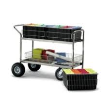 Mail room and office carts compact mail distribution cart with bolt on baskets and 10 rear wheels upper and lower baskets are bolted to cart frame compact size make this mail cart a popular choice! Mail Carts Mailroom Carts Charnstrom