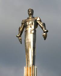 Superhero Style Statue Of Soviet Cosmonaut Yuri Gagarin Art Deco Sculpture Art Deco Architecture Art Deco
