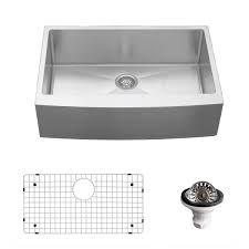 Glacier bay farmhouse apron front stainless steel 33 in. Karran Usa Farmhouse Apron Front Stainless Steel 33 In Single Bowl Kitchen Sink Kit