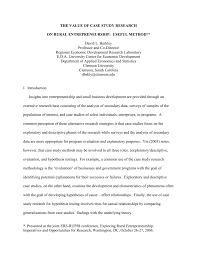 Case study research, design research, developing design methods/tools. The Value Of Case Study Research Cle