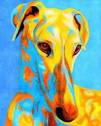 Greyhound Dog Pop Art Art Painting Copic Ink Marker Combination Illustration Giclee Print Canvas Print Dog Pop Art Dog Art Dog Pop