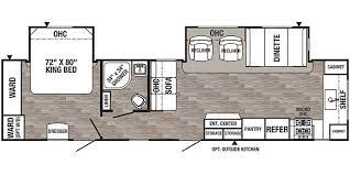 On either side of the king bed is a wardrobe, and there is also overhead storage. 2020 Palomino Puma 31fkrk Specs And Literature Guide