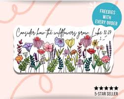 Consider How the Wildflowers Grow Sticker Waterproof Vinyl Decal Jesus  Planner Sticker Gift for Christians Bible Verse Luke 12:27