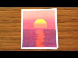 Some easy cartoon paintings of sunset. Oil Pastel Sunset Drawing For Beginners Step By Step How To Draw Easy Scenery Of Sunset