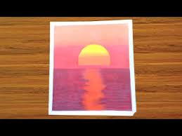 Some easy cartoon paintings of sunset. Oil Pastel Sunset Drawing For Beginners Step By Step How To Draw Easy Scenery Of Sunset