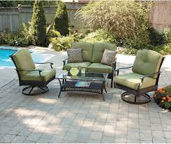 Shop for patio furniture sets and browse outdoor suites of different sizes and designs. Amazon Com Better Homes And Gardens Providence 4 Piece Patio Conversation Set Green Seats 4 Garden Outdoor