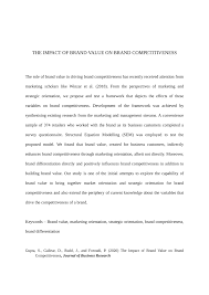 Pdf The Impact Of Brand Value On Brand Competitiveness