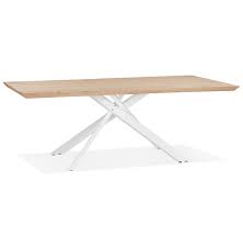 Le buffet pièce central du salon vous permet de ranger et d'organiser votre maison. Table A Manger Robinson En Chene Massif Et Pied En X En Metal Blanc